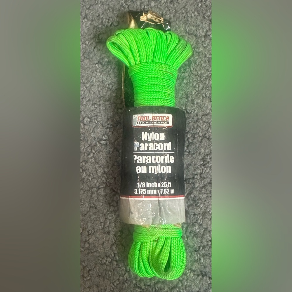 Tool Bench Hardware Neon Green Nylon Paracord Outdoor Sports Crafts 1/8” x 25ft